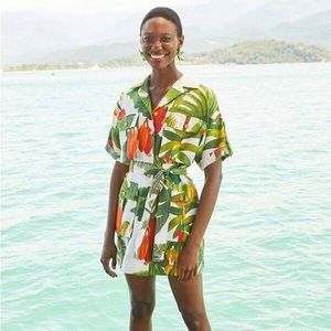FARM Rio Tropical Print Mini Dress - Green, Red, White